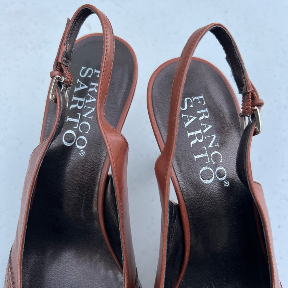 Franco Sarto Brown Slingback Heels - Picture 4 of 9